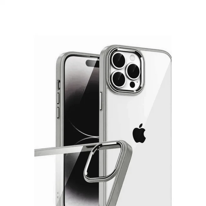 BUĞZ İphone 15 Pro Max Razer Lensli Silikon - Titan Gri