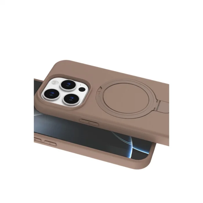 BUĞZ İphone 15 Pro Max Regal Magsafe Standlı Kapak - Çöl Titanyum