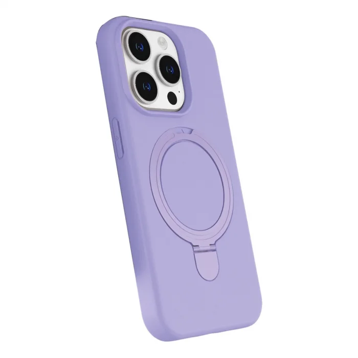 BUĞZ İphone 15 Pro Max Regal Magsafe Standlı Kapak - Lila