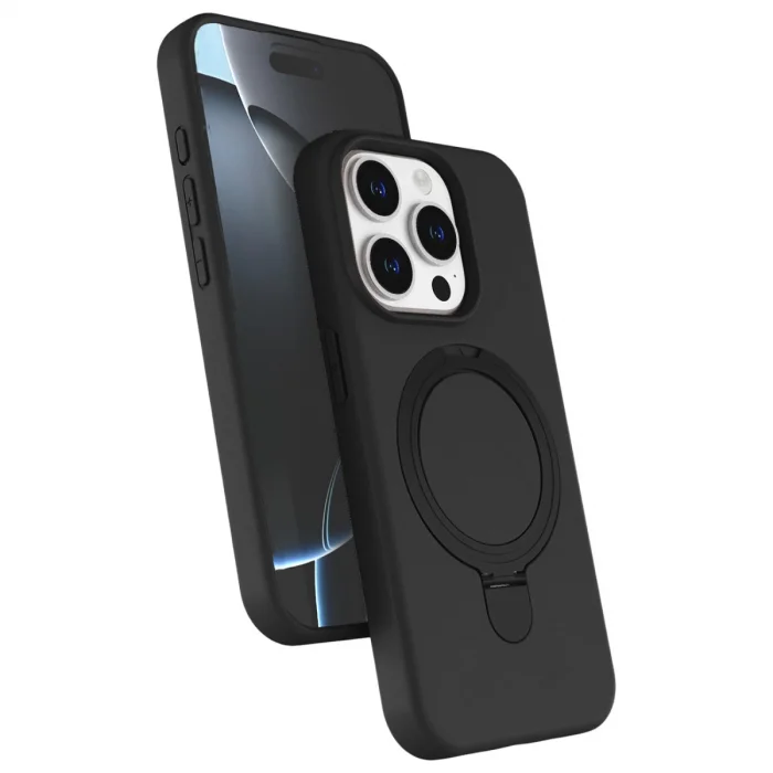 BUĞZ İphone 15 Pro Max Regal Magsafe Standlı Kapak - Siyah