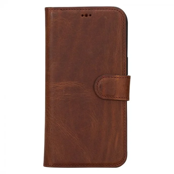  Apple iPhone 15 Pro Max Uyumlu Deri Cüzdanlı Kılıf MWWN G2 Kahve