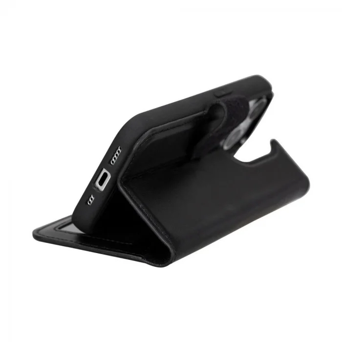  Apple iPhone 15 Pro Uyumlu Deri Cüzdanlı Kılıf MWWN RST1 Siyah