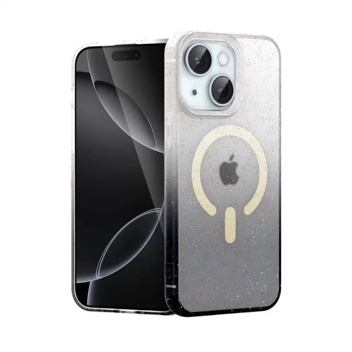 BUĞZ İphone 15 Pummel Shiny Magsafe Kapak - Siyah