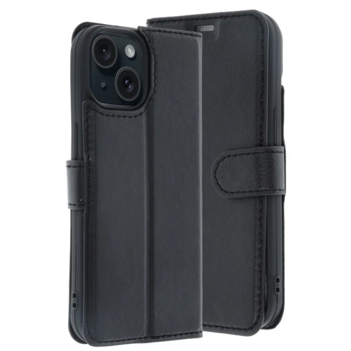 BUĞZ İphone 15 Trend S Plus Kapaklı Kılıf - Siyah