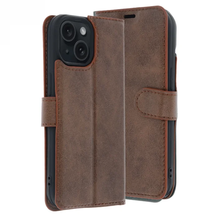 BUĞZ İphone 15 Trend S Plus Kapaklı Kılıf - Taba