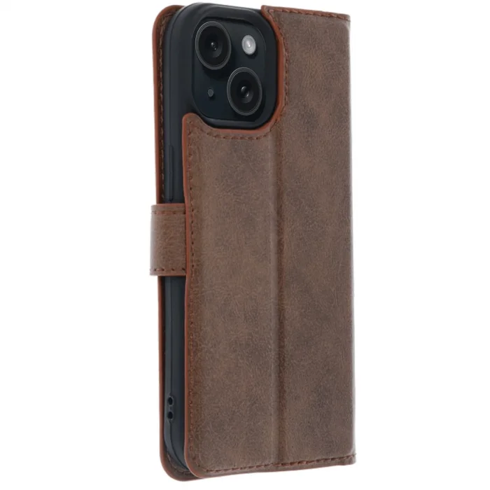 BUĞZ İphone 15 Trend S Plus Kapaklı Kılıf - Taba