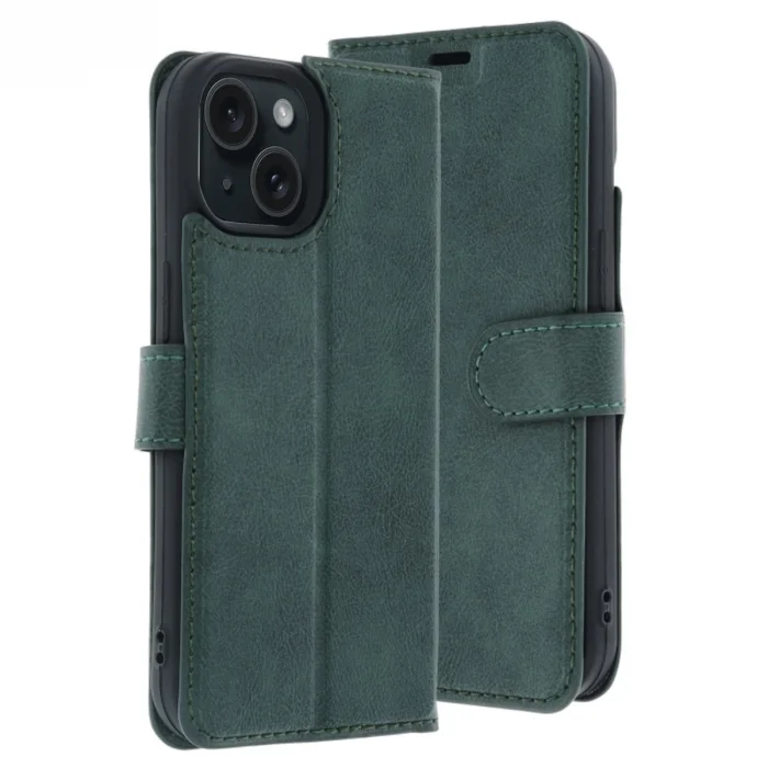 BUĞZ İphone 15 Trend S Plus Kapaklı Kılıf - Yeşil