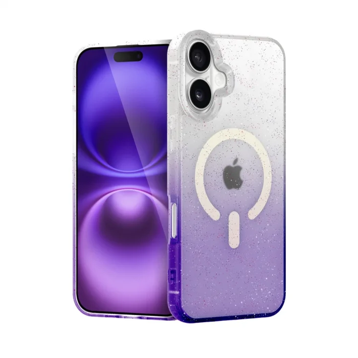 BUĞZ İphone 16 Plus Pummel Shiny Magsafe Kapak - Mor