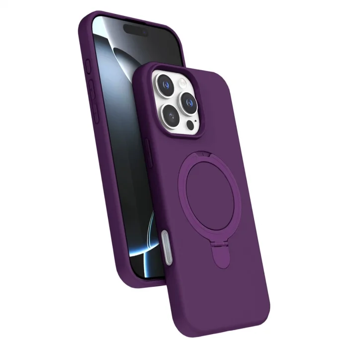 BUĞZ İphone 16 Pro Regal Magsafe Standlı Kapak - Derin Mor