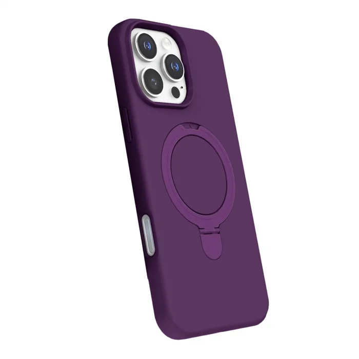 BUĞZ İphone 16 Pro Regal Magsafe Standlı Kapak - Derin Mor