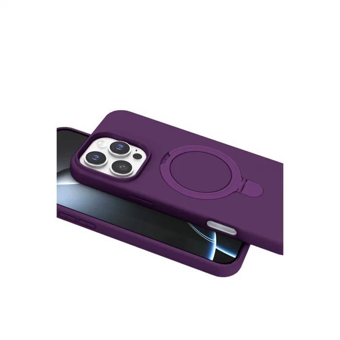 BUĞZ İphone 16 Pro Regal Magsafe Standlı Kapak - Derin Mor