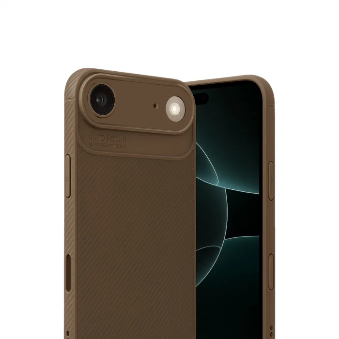 BUĞZ İphone 17 Air Auto Focus Karbon Kapak - Kahverengi