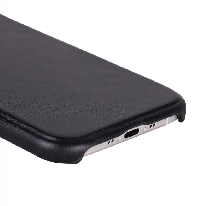 BUĞZ Apple iPhone 17 Air için, Hakiki Deri, El Yapımı Kılıf, Magsafe ile uyumlu, İç Yüzeyi Kadife, Kömür Siyah