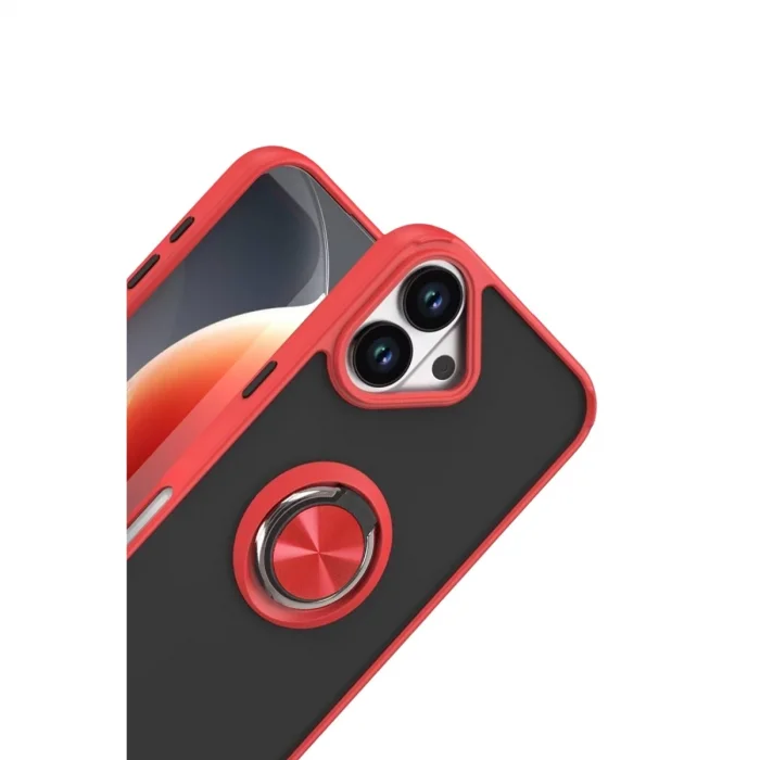 BUĞZ İphone 17 Montreal Yüzüklü Silikon Kapak - Kırmızı