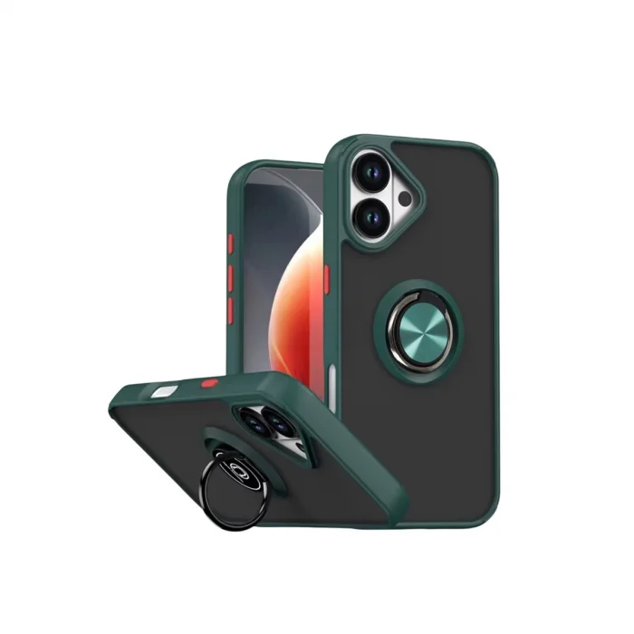 BUĞZ İphone 17 Montreal Yüzüklü Silikon Kapak - Yeşil