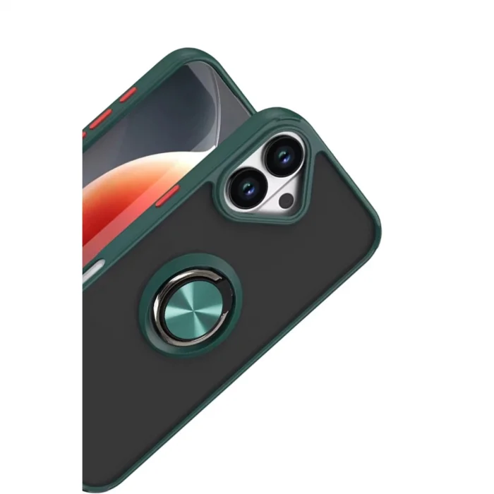 BUĞZ İphone 17 Montreal Yüzüklü Silikon Kapak - Yeşil