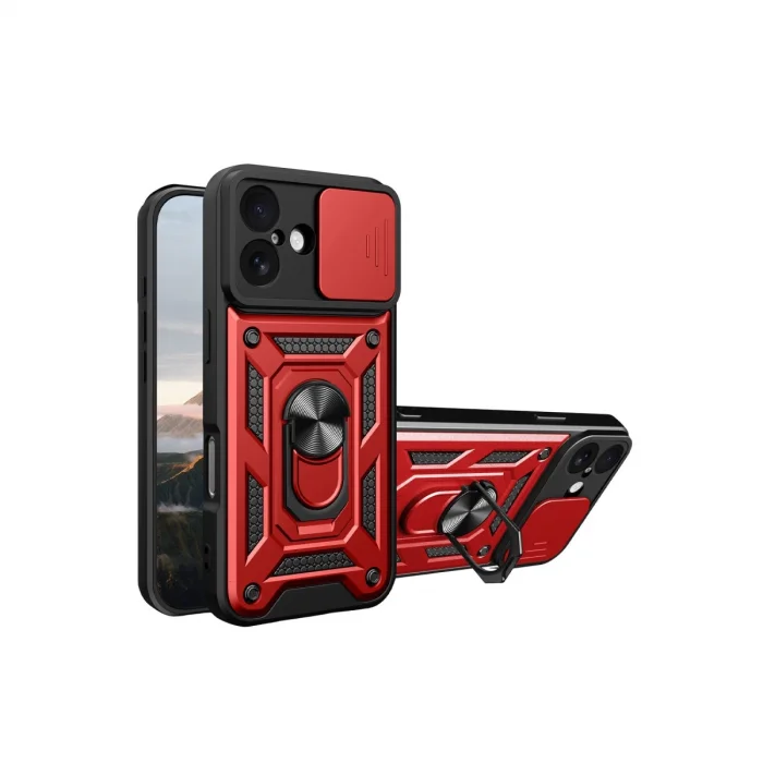 BUĞZ İphone 17 Pars Lens Yüzüklü Silikon - Kırmızı