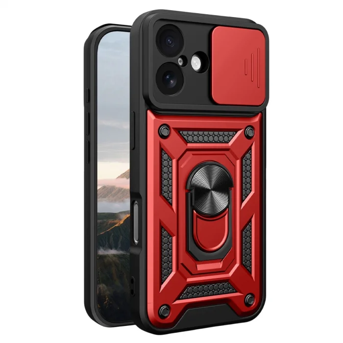 BUĞZ İphone 17 Pars Lens Yüzüklü Silikon - Kırmızı