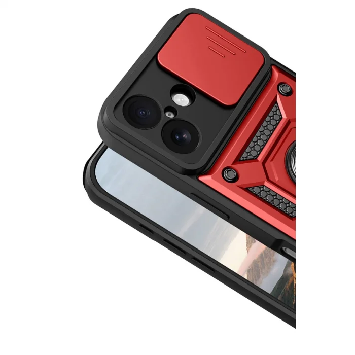 BUĞZ İphone 17 Pars Lens Yüzüklü Silikon - Kırmızı