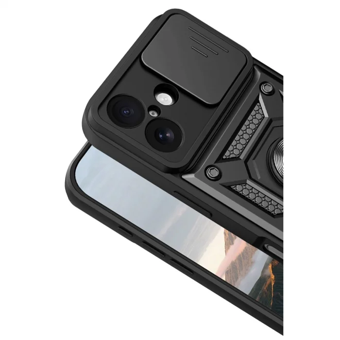 BUĞZ İphone 17 Pars Lens Yüzüklü Silikon - Siyah