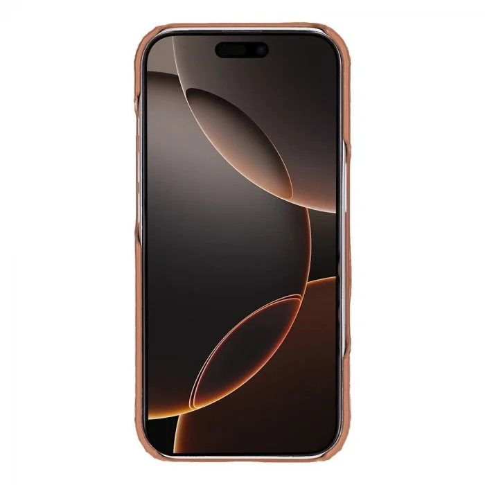 BUĞZ Apple iPhone 17 Pro için, Hakiki Deri, El Yapımı Kılıf, Magsafe ile uyumlu, İç Yüzeyi Kadife, Gölgeli Taba
