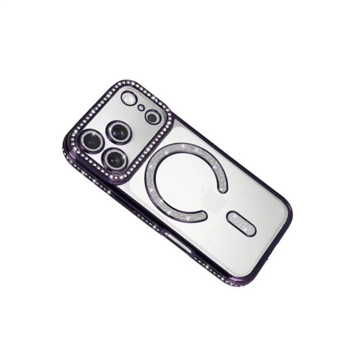 BUĞZ İphone 17 Pro Joke Simli Magneticsafe Kılıf - Derin Mor