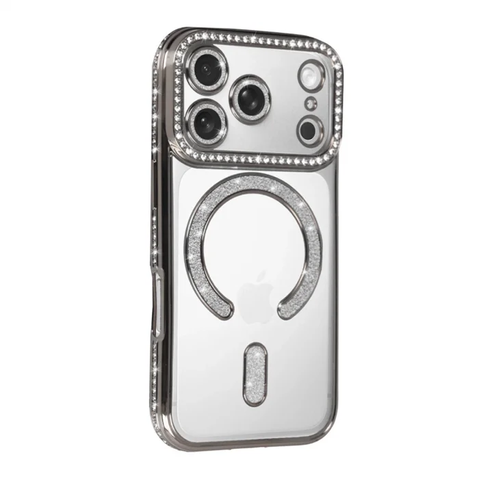 BUĞZ İphone 17 Pro Joke Simli Magneticsafe Kılıf - Gümüş