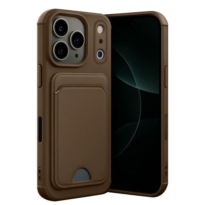 BUĞZ İphone 17 Pro Kelvin Kartvizitli Silikon - Kahverengi