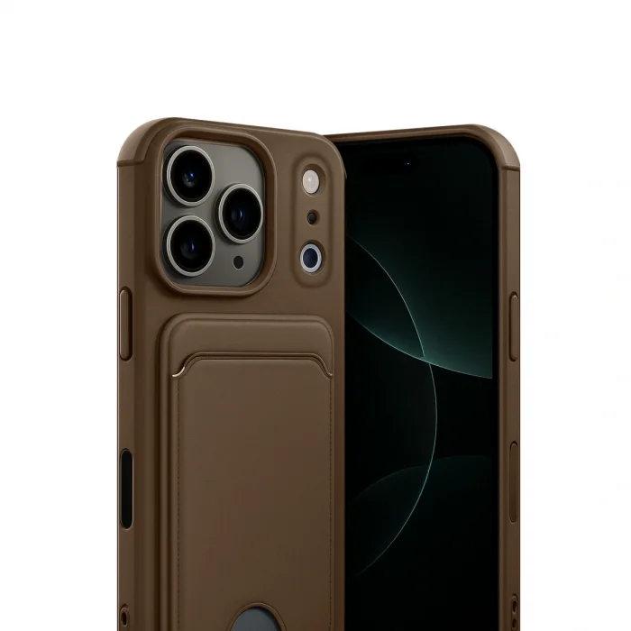 BUĞZ İphone 17 Pro Kelvin Kartvizitli Silikon - Kahverengi