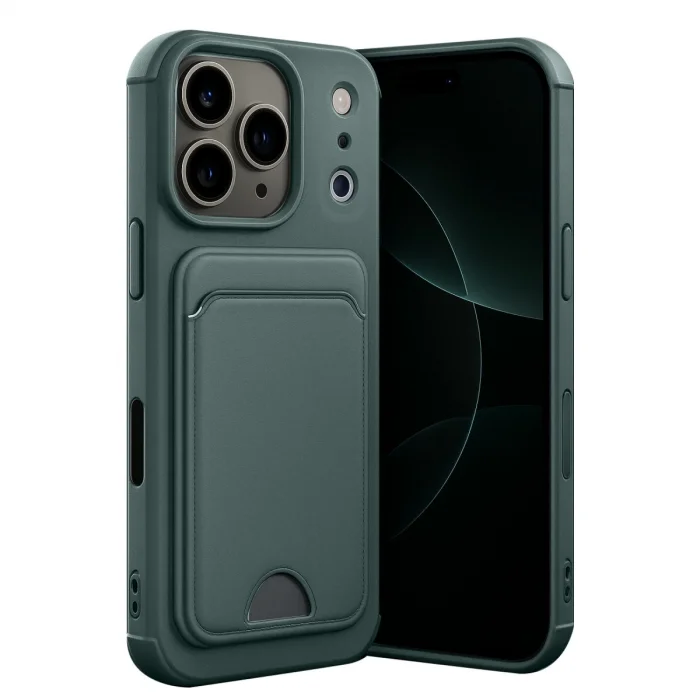 BUĞZ İphone 17 Pro Kelvin Kartvizitli Silikon - Koyu Yeşil