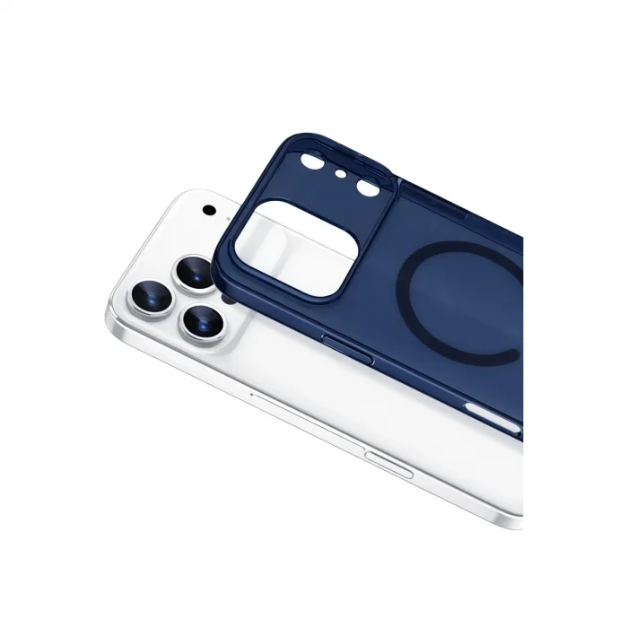 BUĞZ İphone 17 Pro Max Combo Sert Şeffaf Magsafe Kapak - Mavi