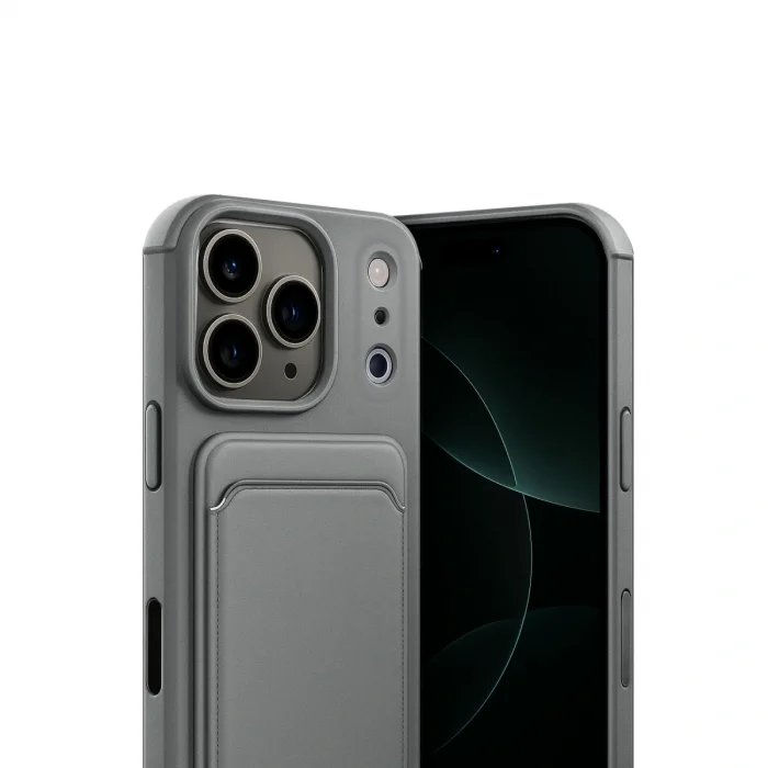 BUĞZ İphone 17 Pro Max Kelvin Kartvizitli Silikon - Gri