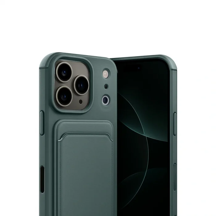 BUĞZ İphone 17 Pro Max Kelvin Kartvizitli Silikon - Koyu Yeşil