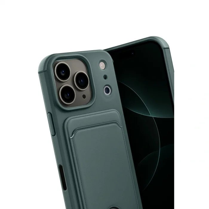 BUĞZ İphone 17 Pro Max Kelvin Kartvizitli Silikon - Koyu Yeşil