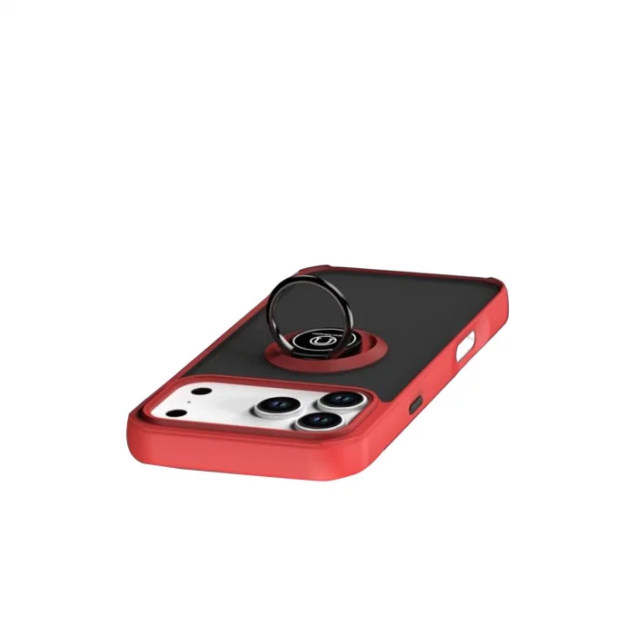 BUĞZ İphone 17 Pro Max Montreal Yüzüklü Silikon Kapak - Kırmızı