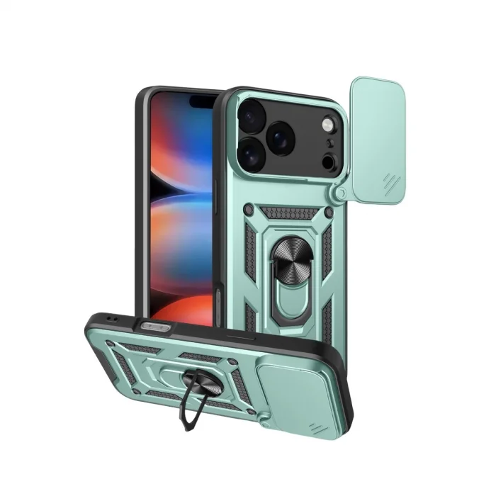 BUĞZ İphone 17 Pro Max Pars Lens Yüzüklü Silikon - Yeşil