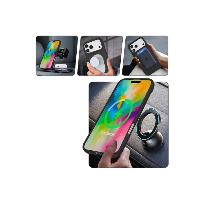 BUĞZ İphone 17 Pro Max Regal Magsafe Standlı Kapak - Siyah