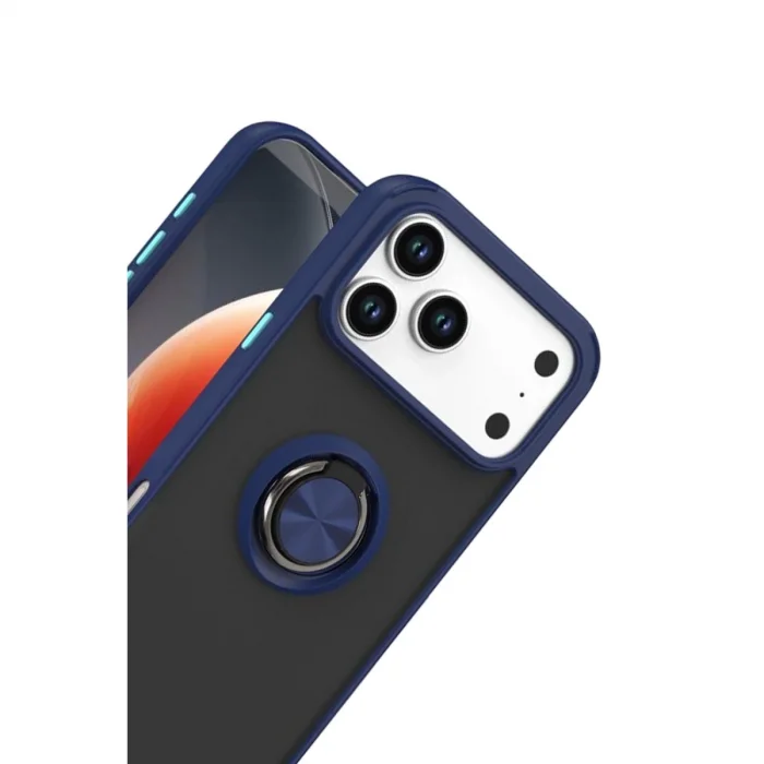 BUĞZ İphone 17 Pro Montreal Yüzüklü Silikon Kapak - Lacivert