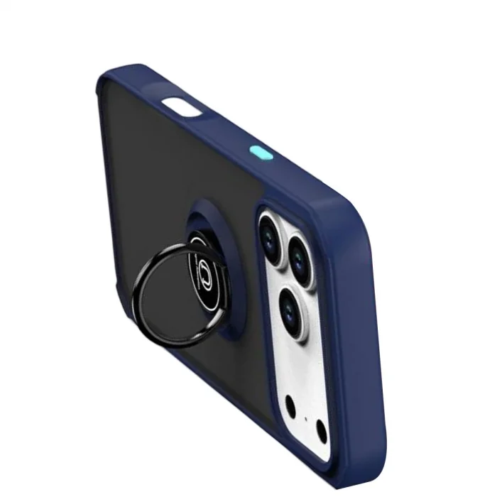 BUĞZ İphone 17 Pro Montreal Yüzüklü Silikon Kapak - Lacivert