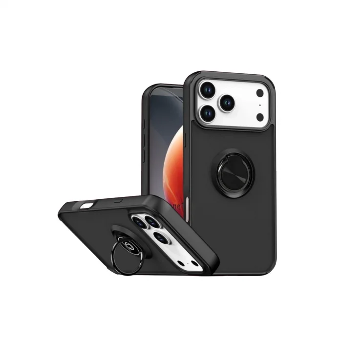 BUĞZ İphone 17 Pro Montreal Yüzüklü Silikon Kapak - Siyah