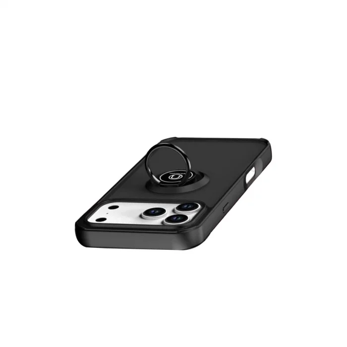 BUĞZ İphone 17 Pro Montreal Yüzüklü Silikon Kapak - Siyah