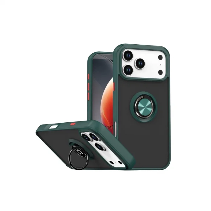 BUĞZ İphone 17 Pro Montreal Yüzüklü Silikon Kapak - Yeşil