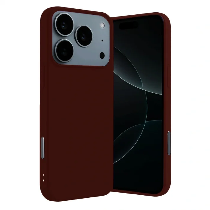 BUĞZ İphone 17 Pro Nano İçi Kadife Silikon - Bordo