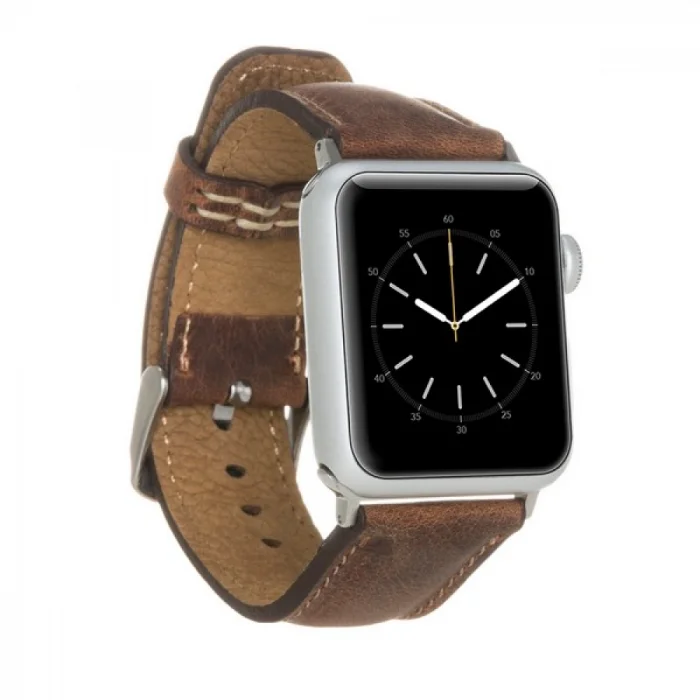 BUĞZ Apple Watch Uyumlu Deri Kordon 38-40-41mm G2 Kahverengi
