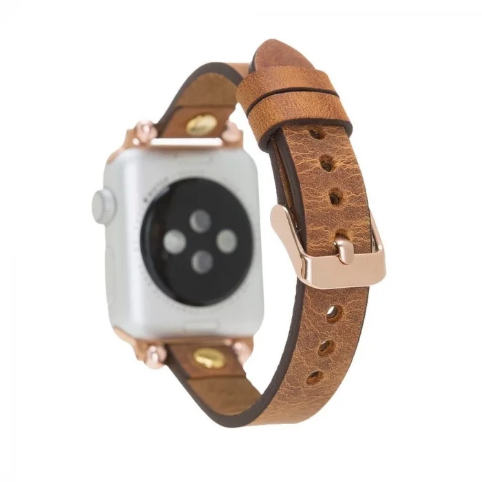  Apple Watch Uyumlu Deri Kordon 38-40-41mm GT G19 Taba