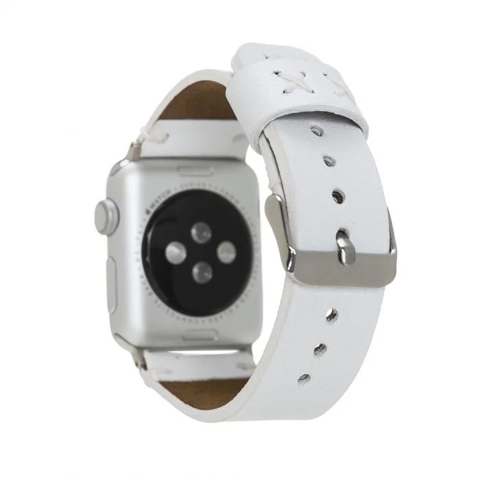 BUĞZ Apple Watch Uyumlu Deri Kordon 38-40-41mm Orfe F3 Beyaz