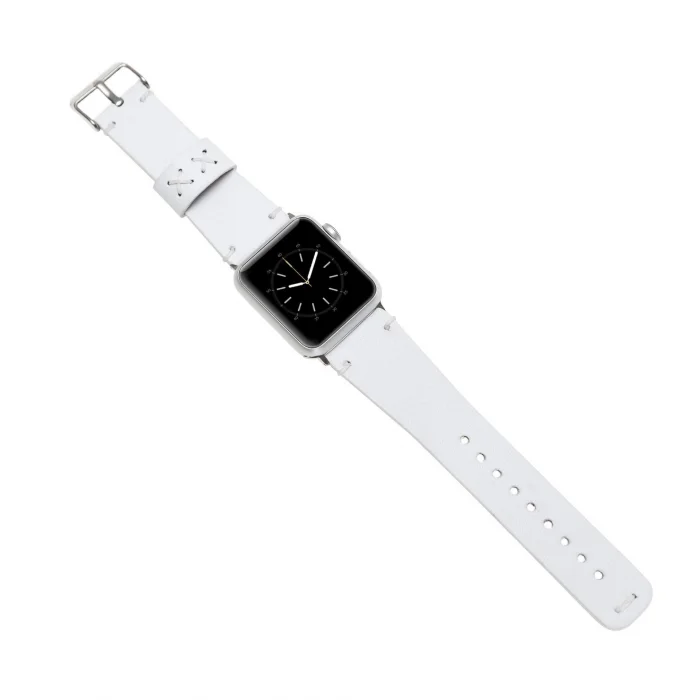 BUĞZ Apple Watch Uyumlu Deri Kordon 38-40-41mm Orfe F3 Beyaz