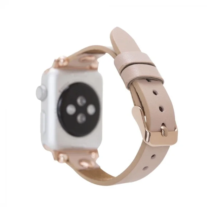  Apple Watch Uyumlu Deri Kordon 38-40-41mm RG NU1 Pembe