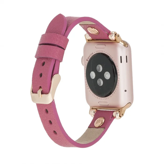 Apple Watch Uyumlu Deri Kordon 38-40-41mm RT CP4 Fuşya