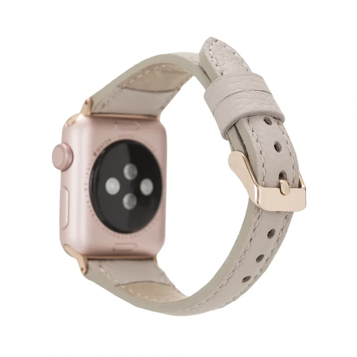  Apple Watch Uyumlu Deri Kordon 38-40-41mm Slim ERC3 Bej